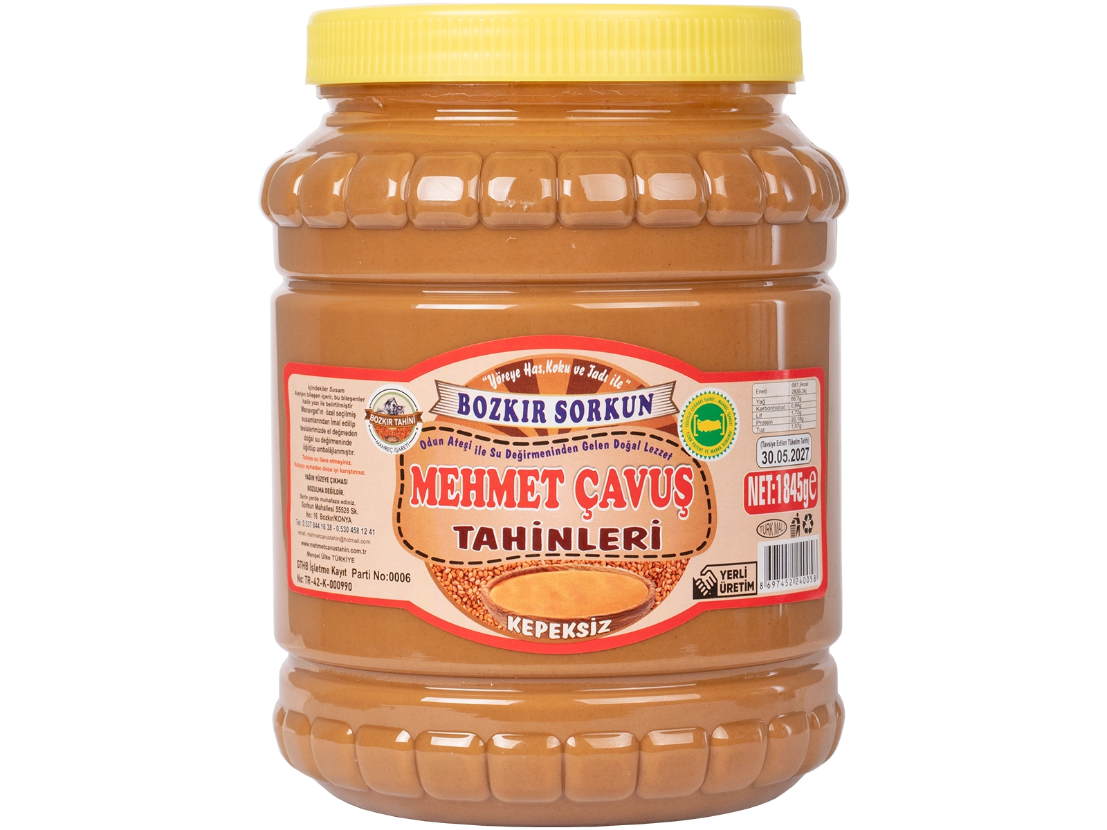 Mehmet Çavuş Kepeksiz Bozkır Tahini Plastik Kutu Net 1845 Gr