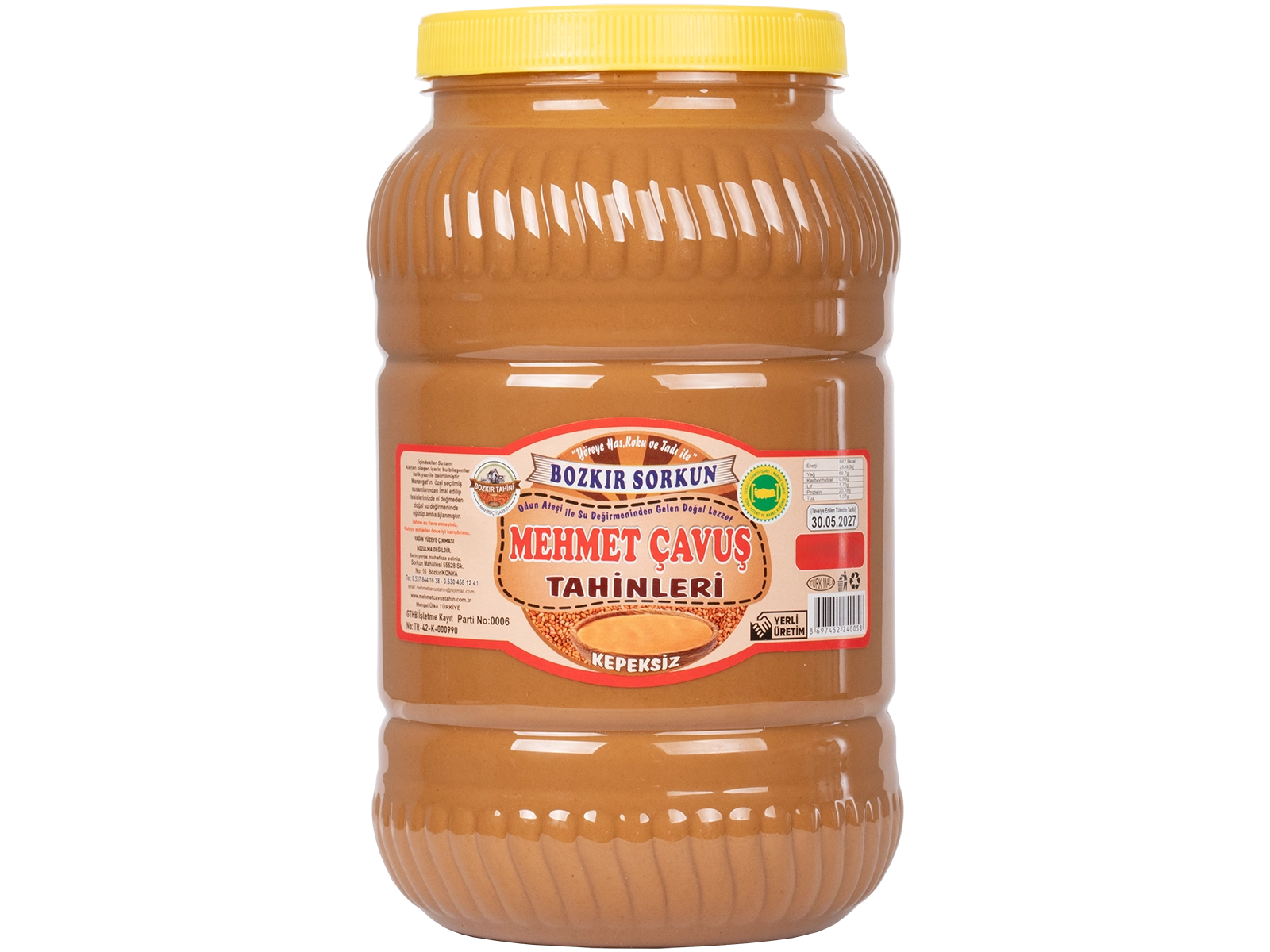 Mehmet Çavuş Kepeksiz Bozkır Tahini Plastik Kutu Net 2900 Gr